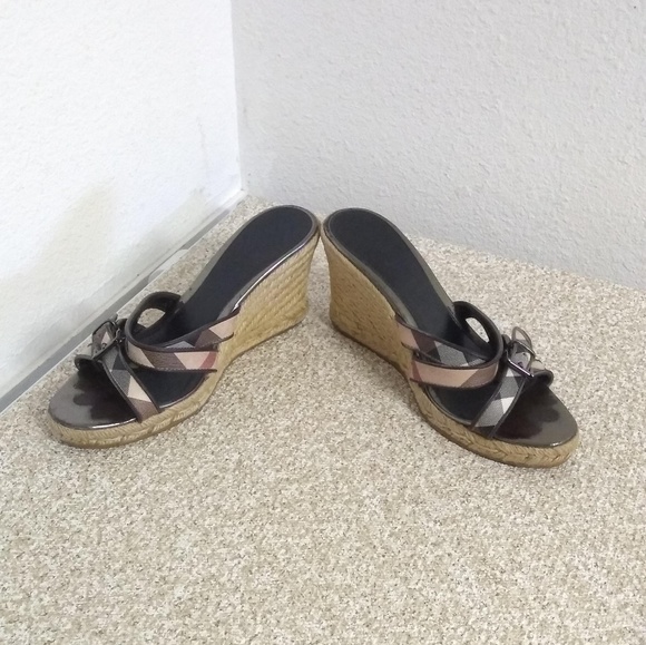 Burberry Novacheck Slide Wedge Sandals - Picture 5 of 7